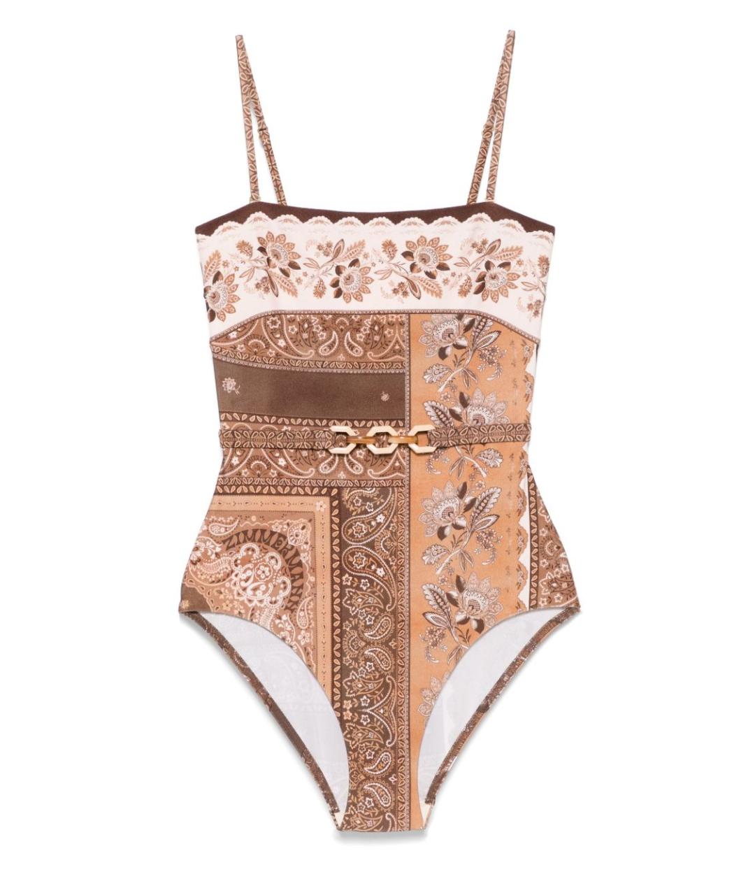 ZIMMERMANN Коричневый полиамидовый купальник, фото 1