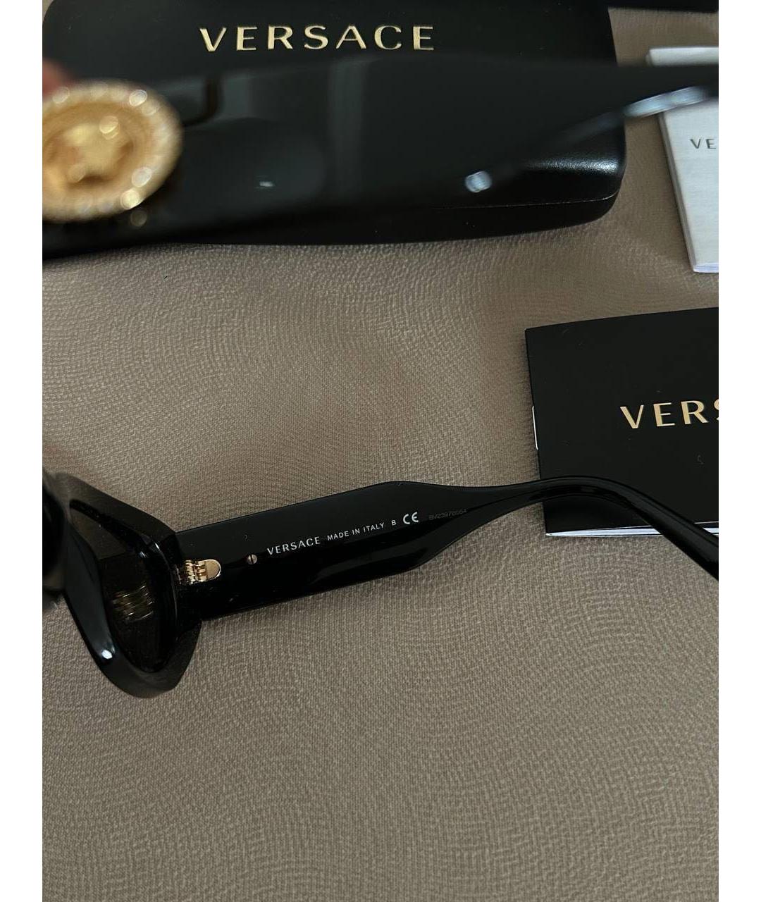 VERSACE Черные пластиковые солнцезащитные очки, фото 4