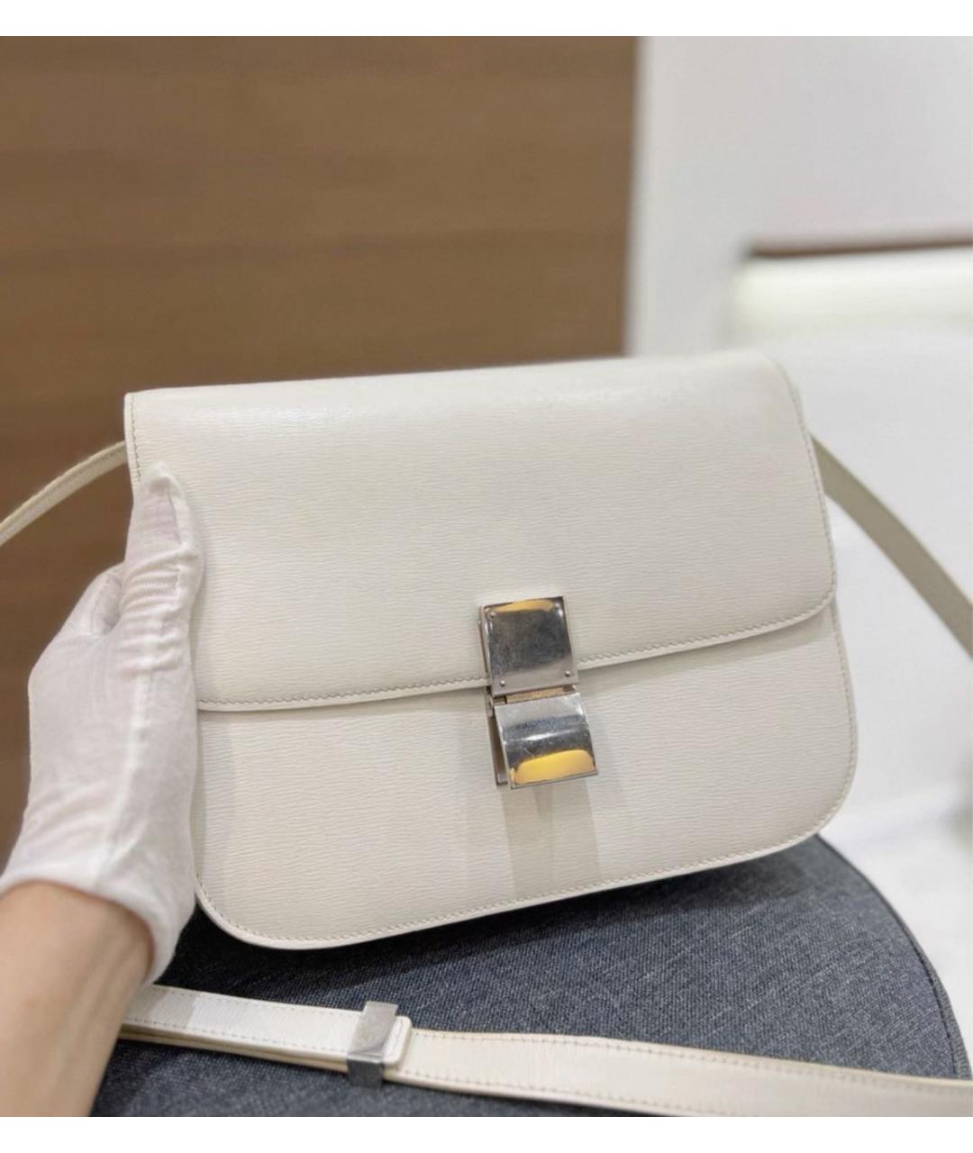 CELINE Белая кожаная сумка через плечо, фото 2