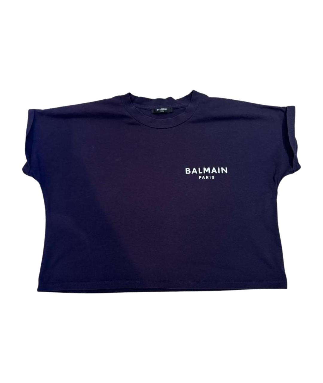 BALMAIN Фиолетовая хлопковая футболка, фото 1