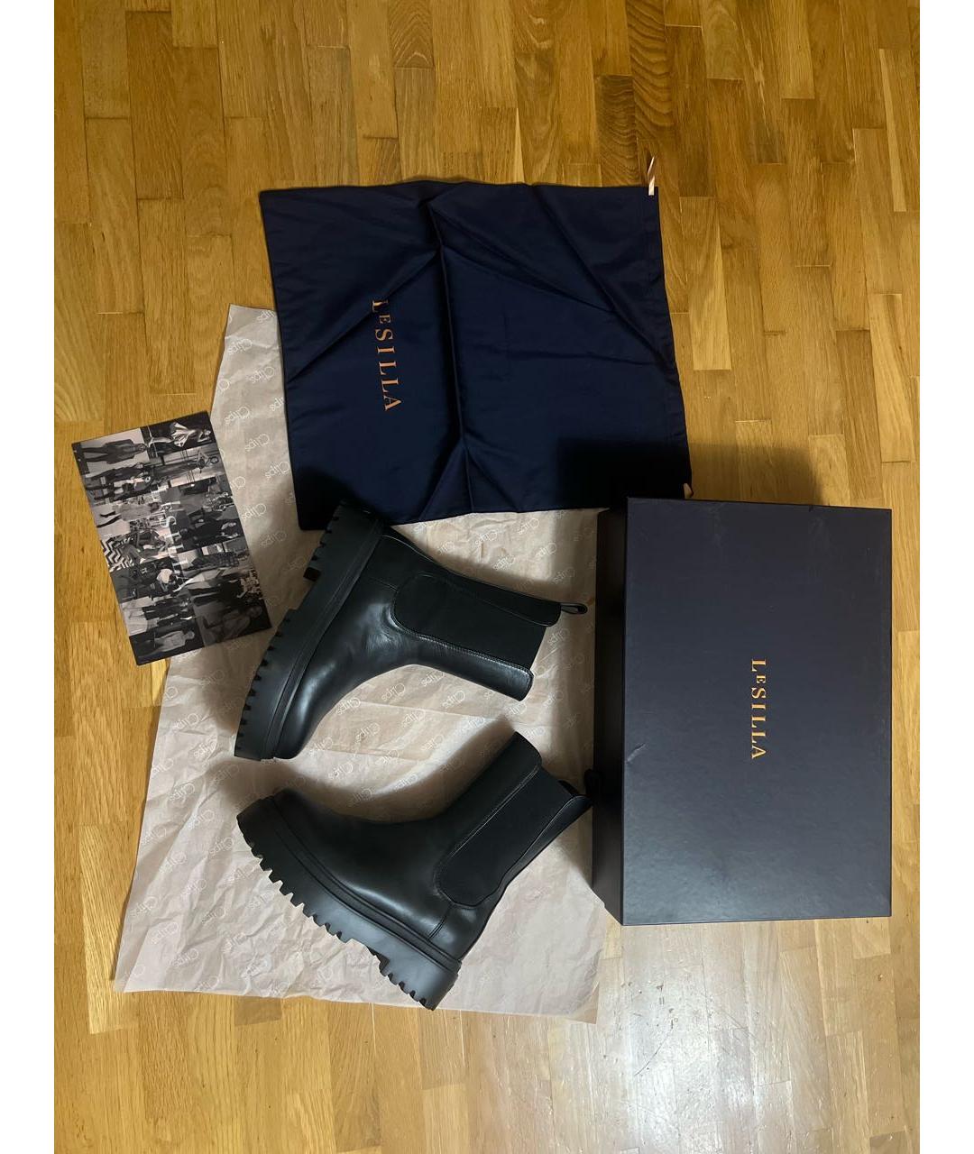 LE SILLA Черные кожаные полусапоги, фото 2