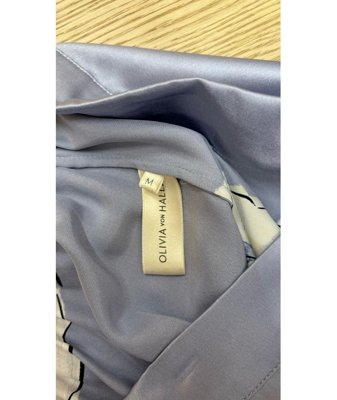 OLIVIA VON HALLE Голубая шелковая пижама, фото 3