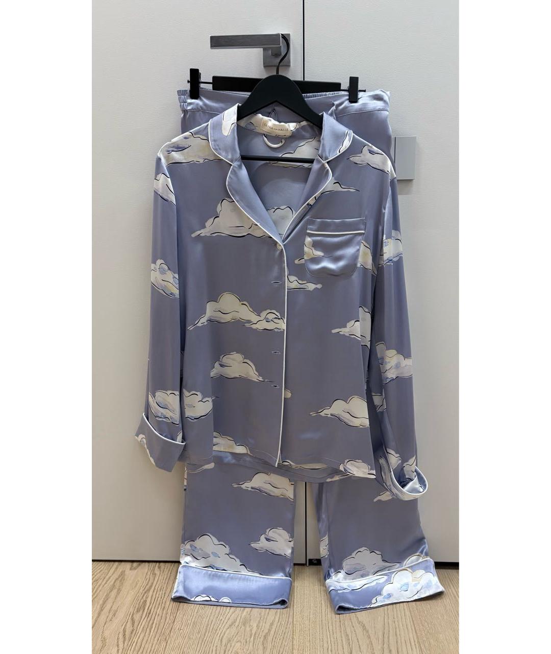 OLIVIA VON HALLE Голубая шелковая пижама, фото 5