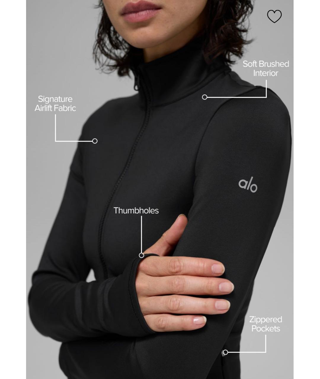 ALO YOGA Черная полиэстеровая спортивная куртка, фото 5