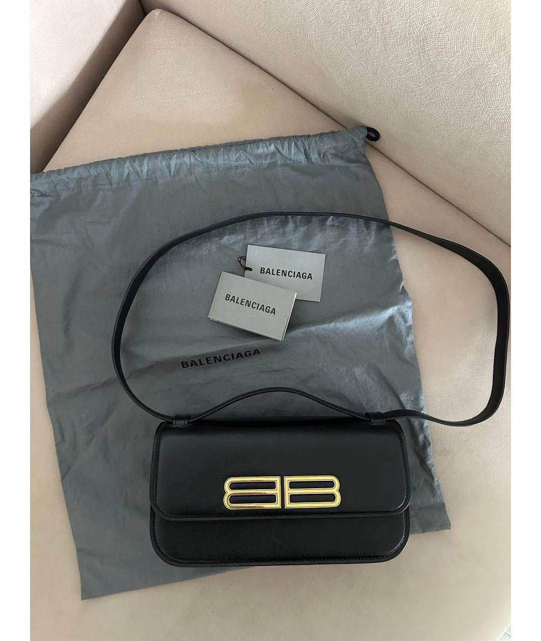 BALENCIAGA Черная кожаная сумка через плечо, фото 2