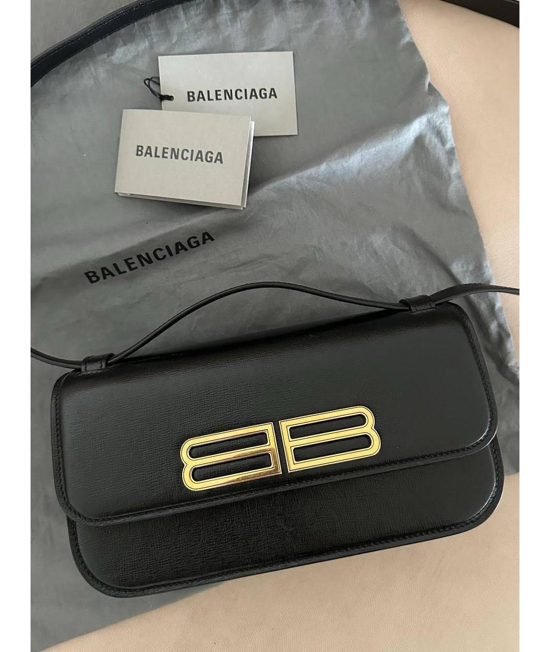 BALENCIAGA Черная кожаная сумка через плечо, фото 3