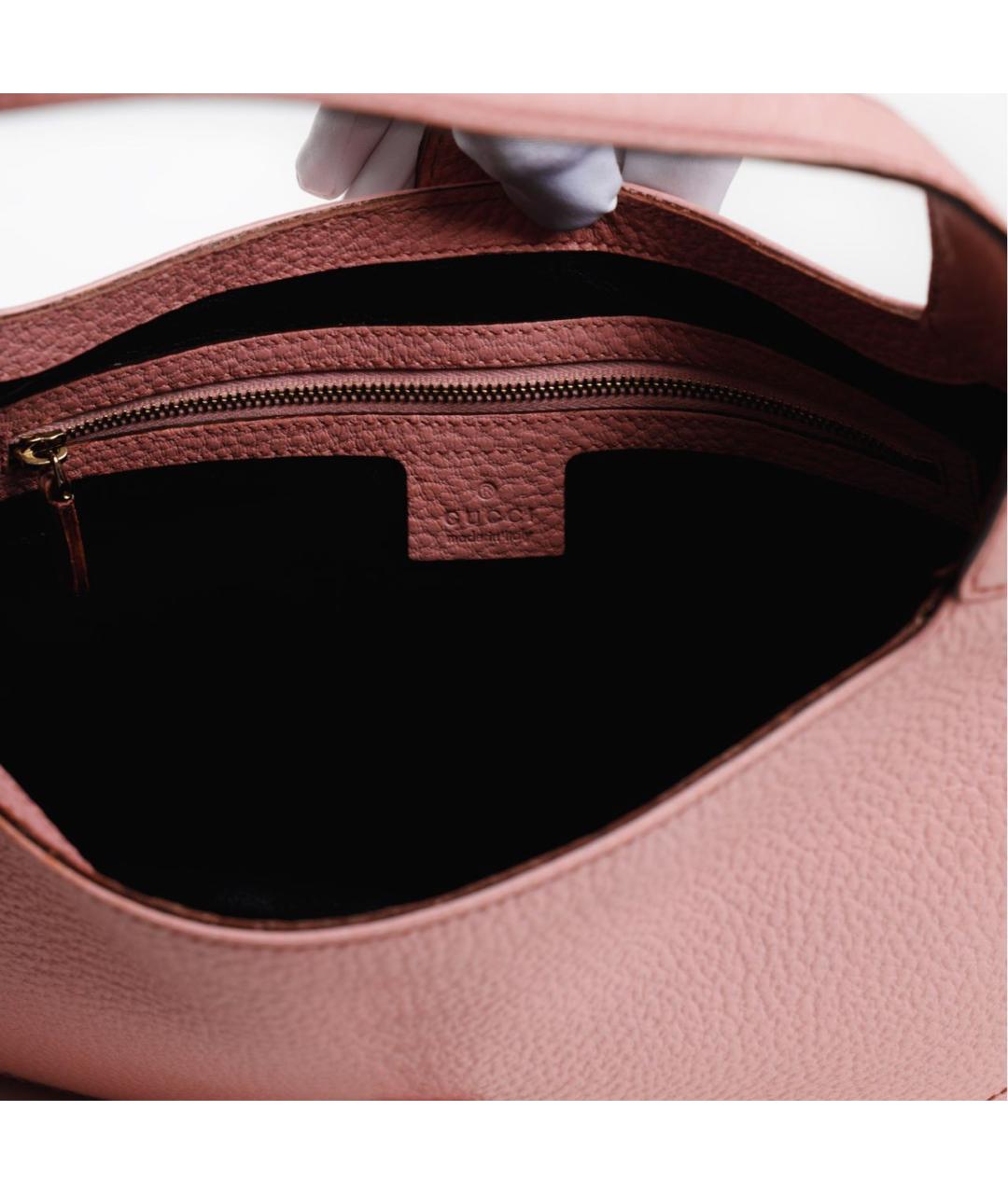 GUCCI Розовая кожаная сумка с короткими ручками, фото 8
