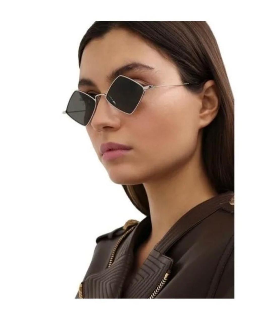 SAINT LAURENT Черные металлические солнцезащитные очки, фото 7