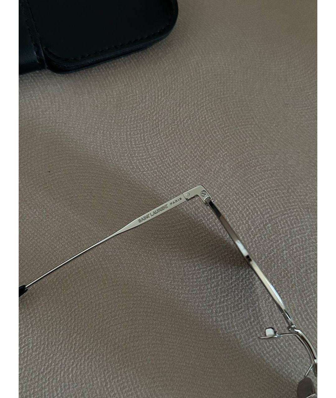 SAINT LAURENT Черные металлические солнцезащитные очки, фото 4