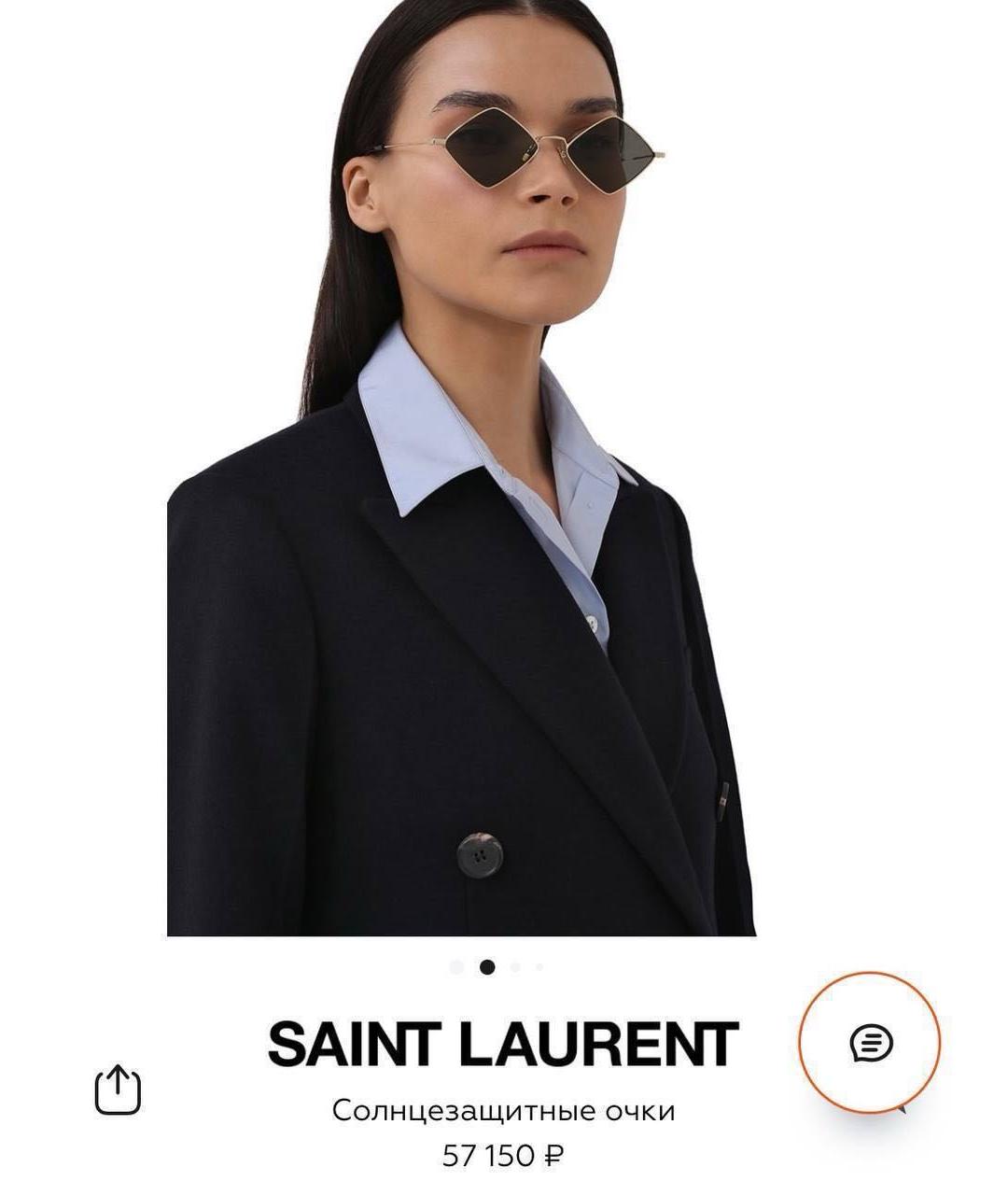 SAINT LAURENT Черные металлические солнцезащитные очки, фото 6