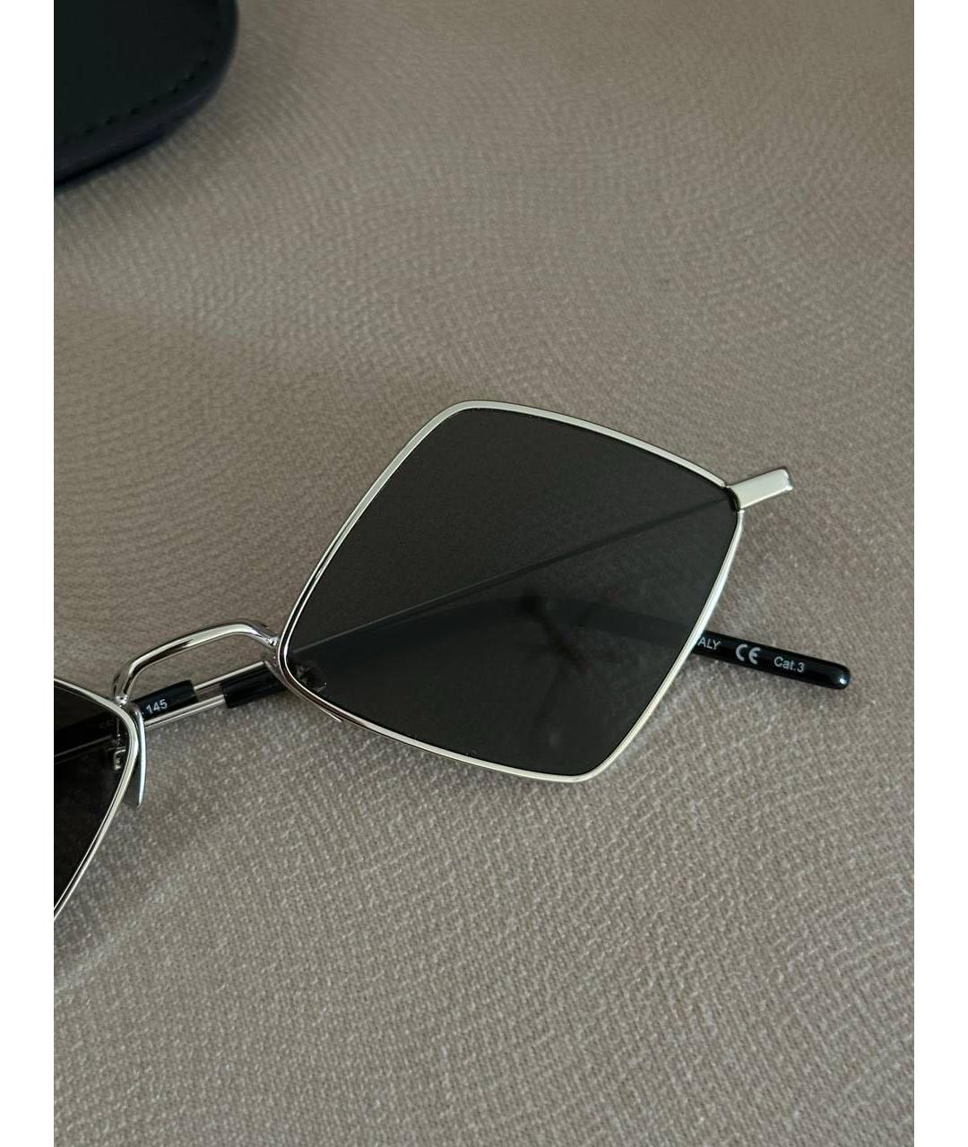 SAINT LAURENT Черные металлические солнцезащитные очки, фото 5