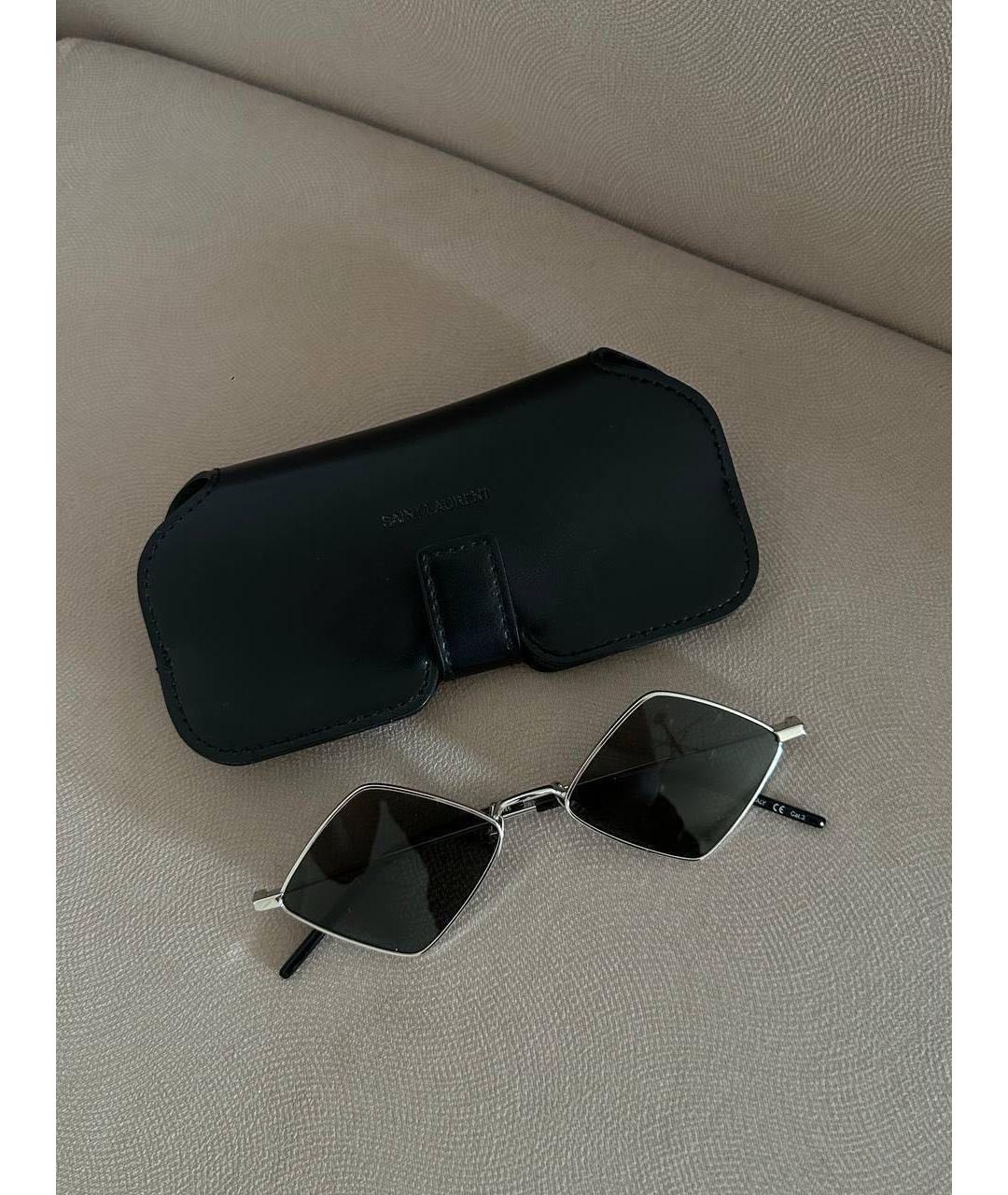 SAINT LAURENT Черные металлические солнцезащитные очки, фото 2