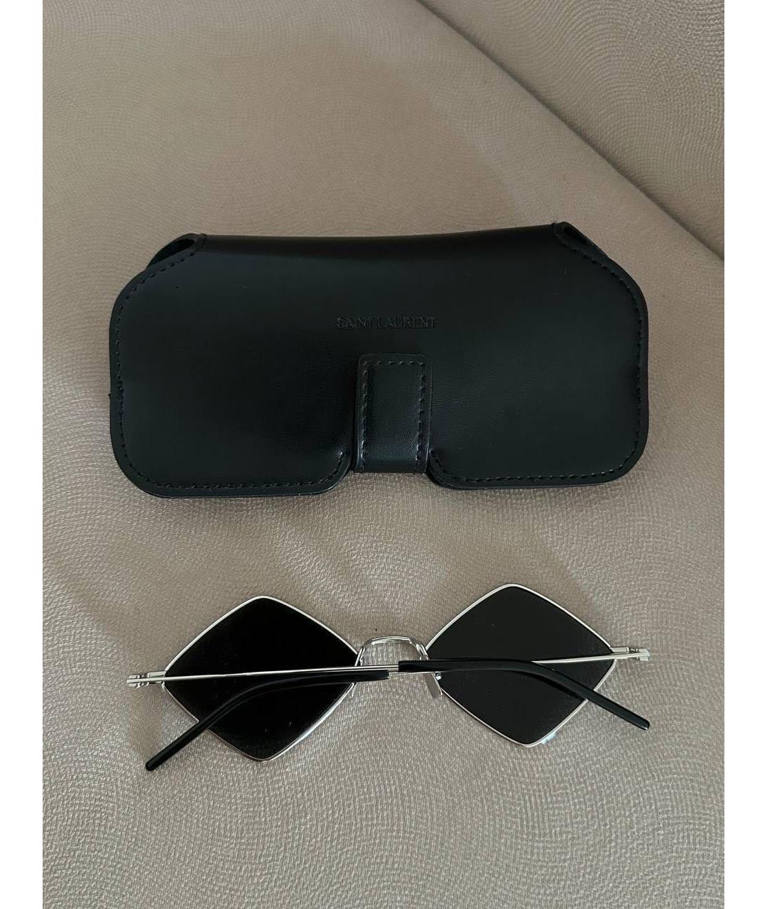 SAINT LAURENT Черные металлические солнцезащитные очки, фото 3