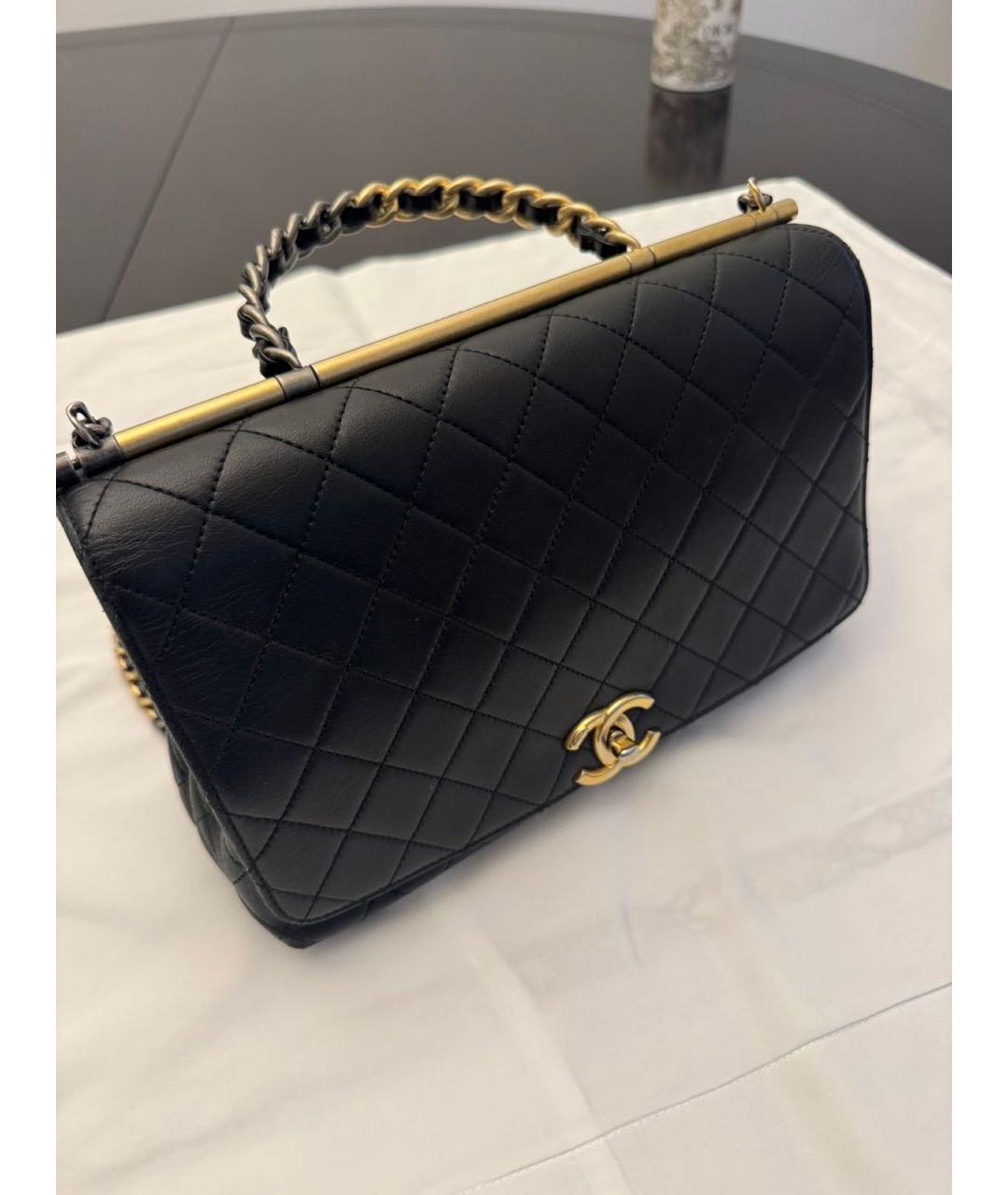 CHANEL Черная кожаная сумка через плечо, фото 6