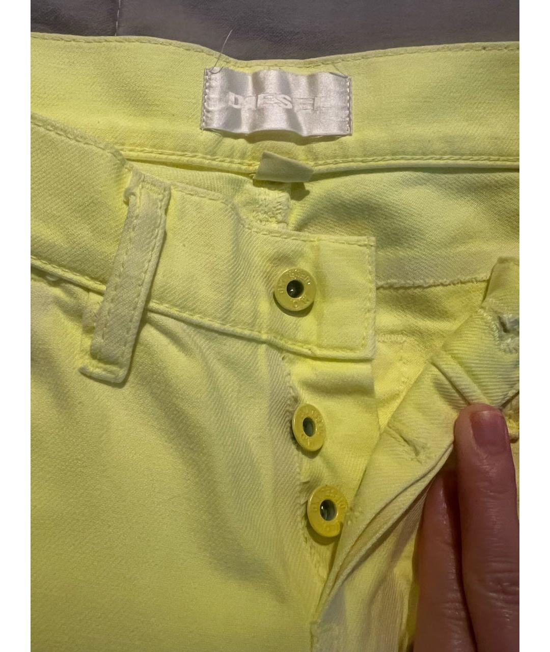 DIESEL Желтые хлопковые джинсы клеш, фото 3