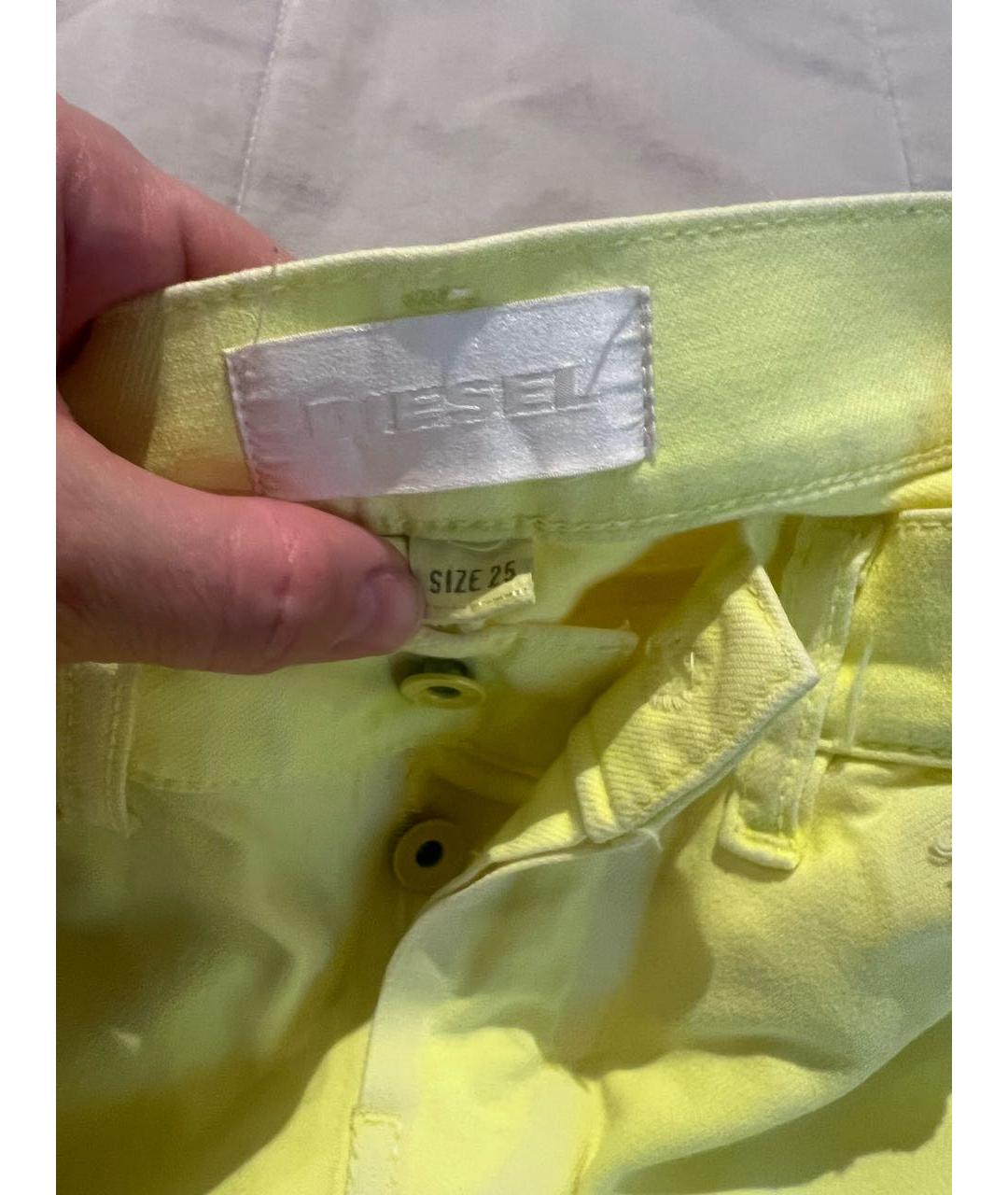 DIESEL Желтые хлопковые джинсы клеш, фото 5