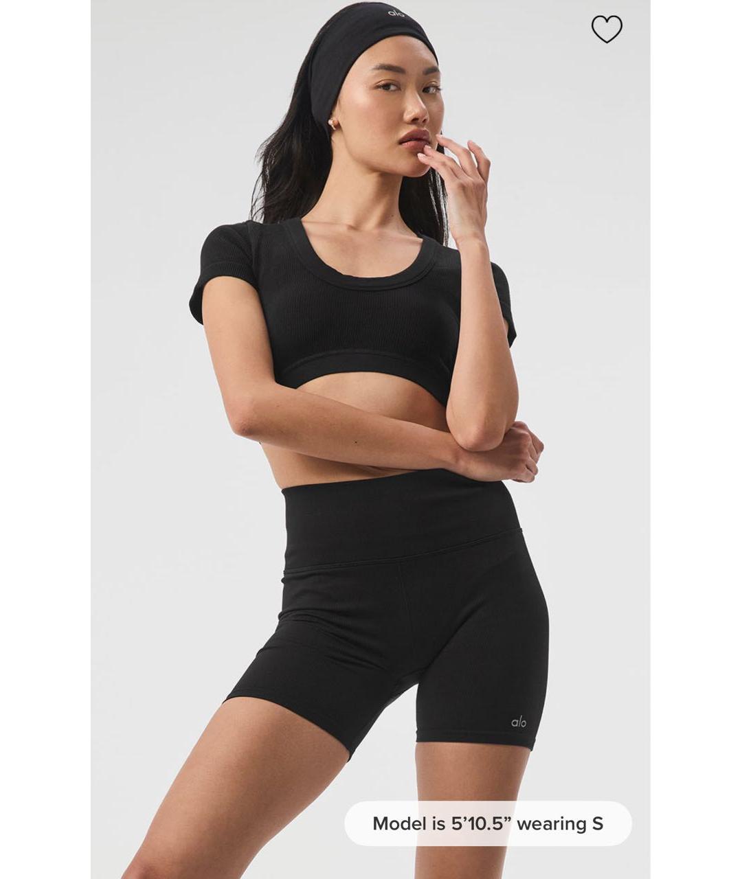 ALO YOGA Черная хлопковая футболка, фото 2