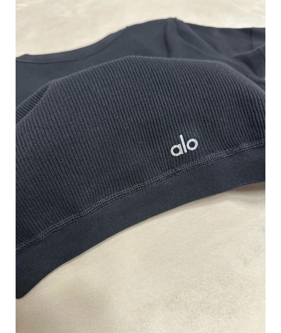 ALO YOGA Черная хлопковая футболка, фото 4