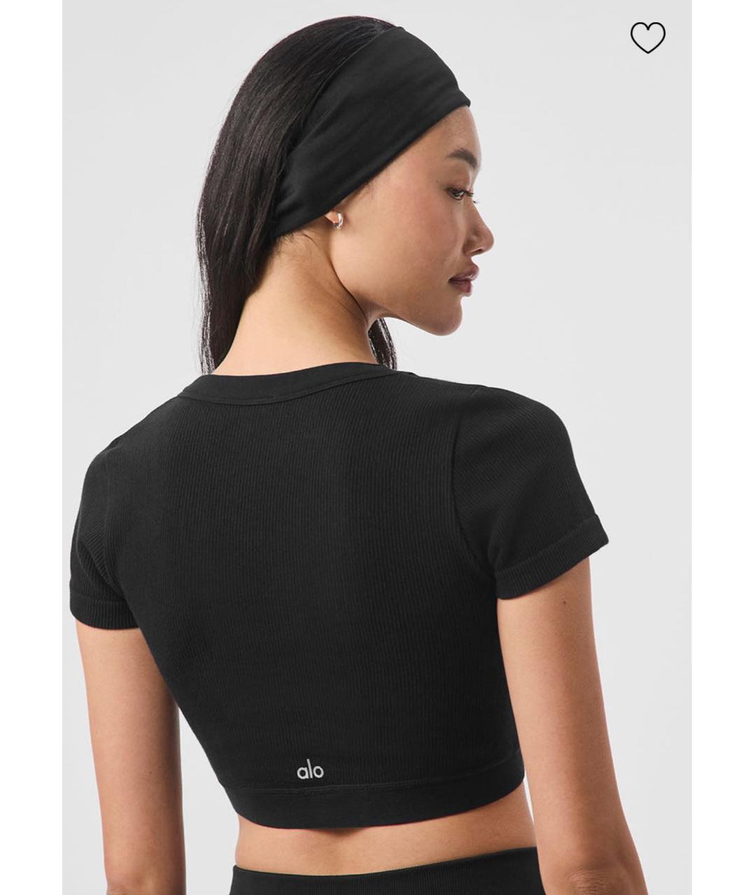 ALO YOGA Черная хлопковая футболка, фото 6