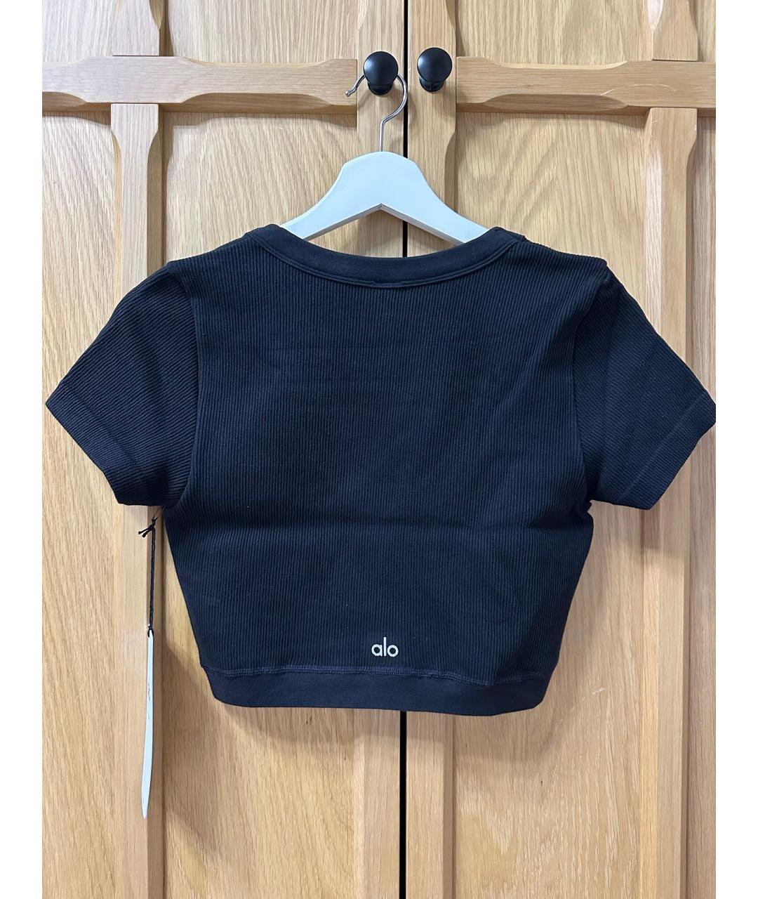 ALO YOGA Черная хлопковая футболка, фото 3