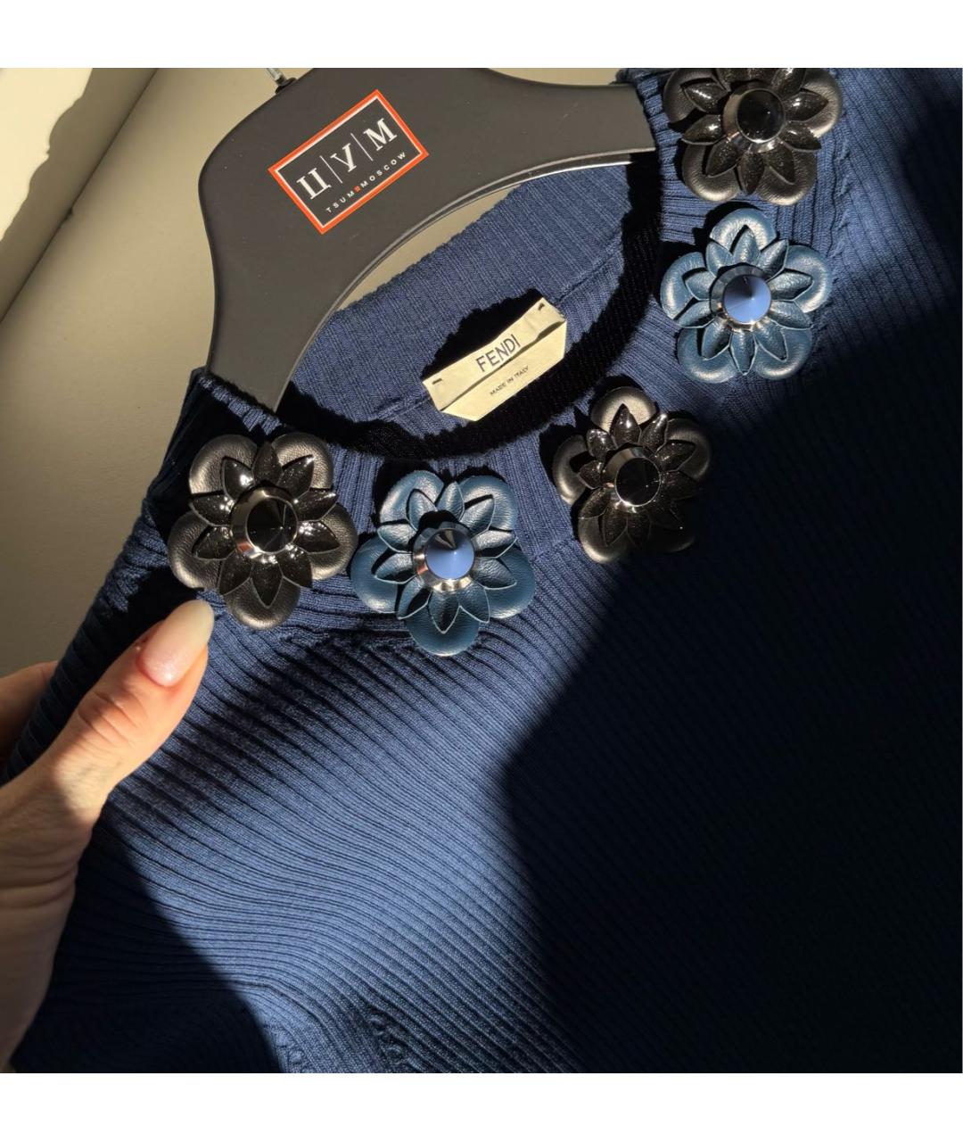 FENDI Темно-синий хлопковый джемпер / свитер, фото 5