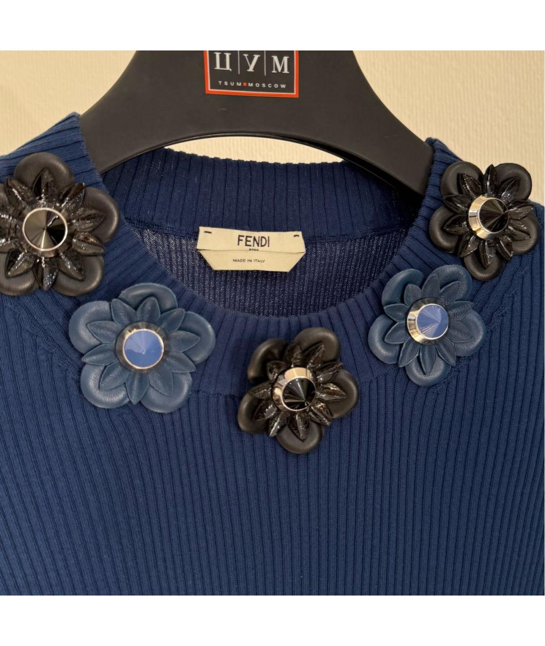 FENDI Темно-синий хлопковый джемпер / свитер, фото 2