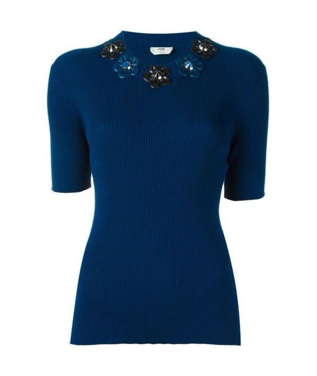 FENDI Темно-синий хлопковый джемпер / свитер, фото 1