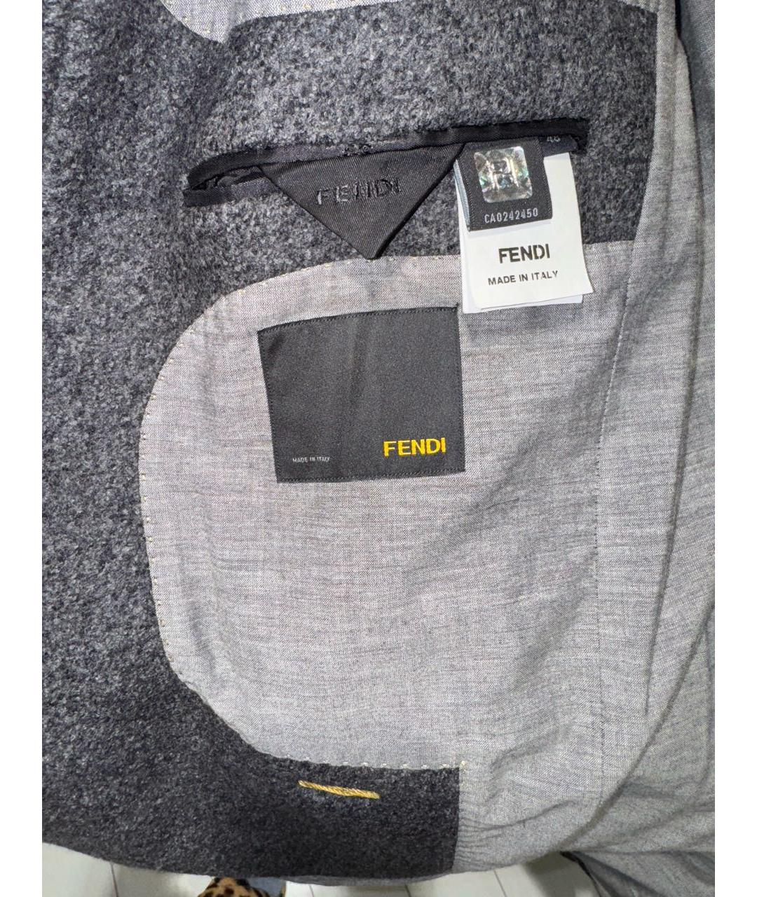 FENDI Серое шерстяное пальто, фото 7