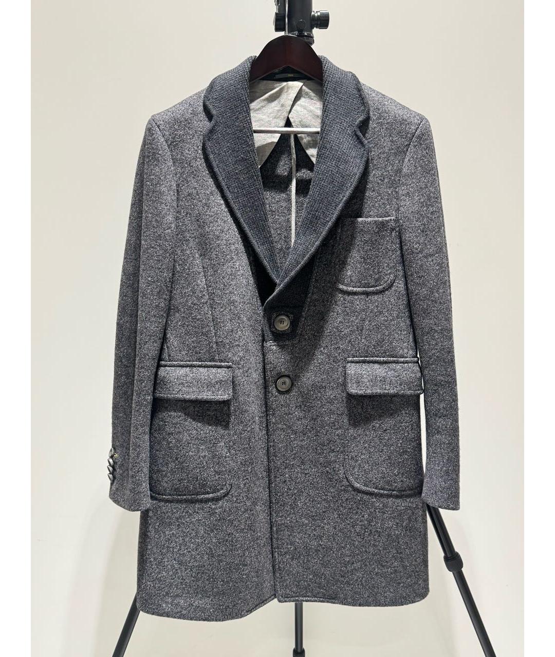 FENDI Серое шерстяное пальто, фото 8