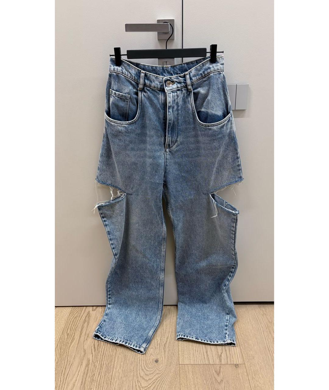 MAISON MARGIELA Синие хлопковые прямые джинсы, фото 5