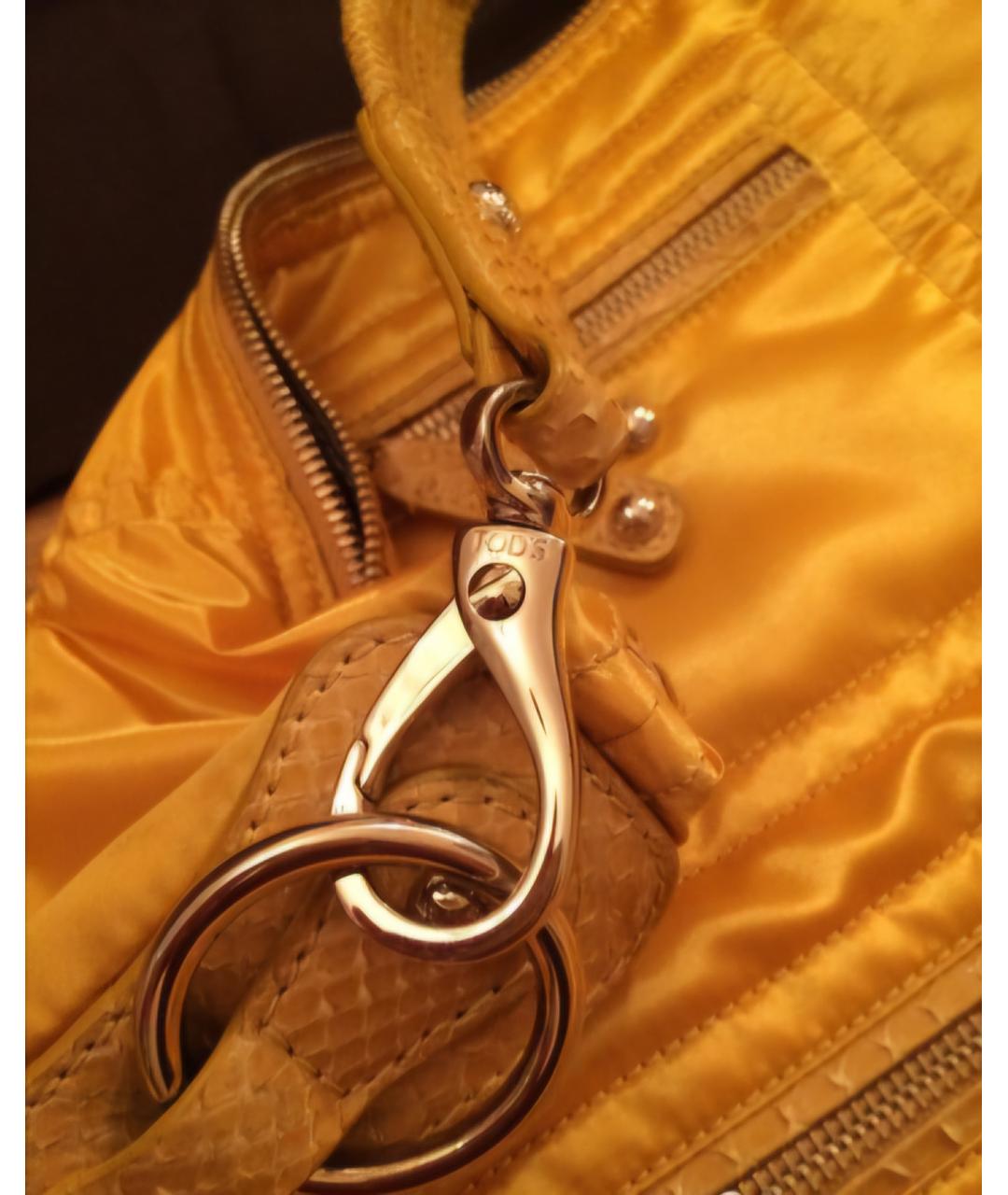 TOD'S Желтая шелковая сумка через плечо, фото 4