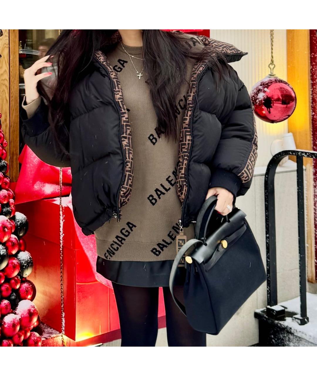 FENDI Черная атласная куртка, фото 5