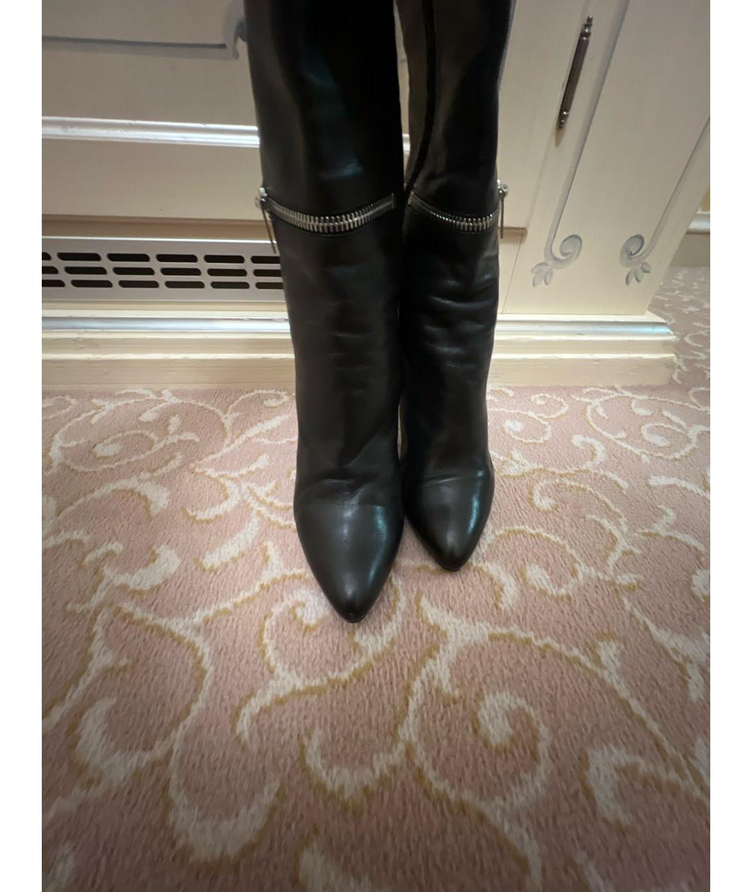 SAINT LAURENT Черные кожаные ботфорты, фото 2