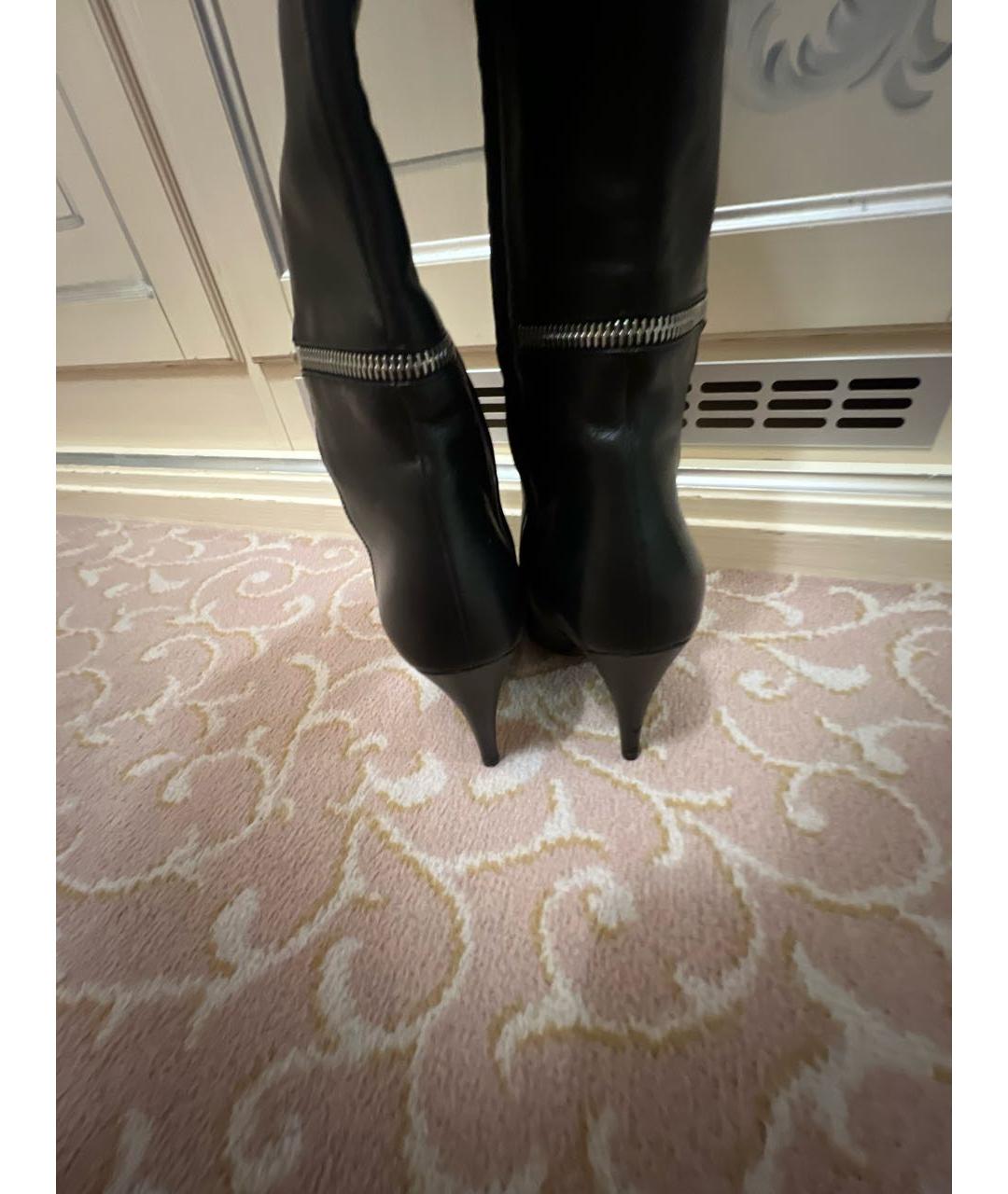 SAINT LAURENT Черные кожаные ботфорты, фото 4