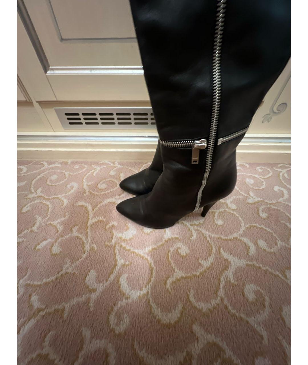 SAINT LAURENT Черные кожаные ботфорты, фото 3