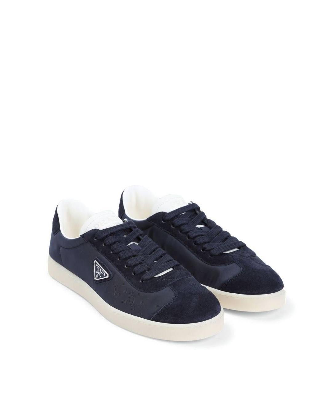 PRADA Темно-синие текстильные низкие кроссовки / кеды, фото 2