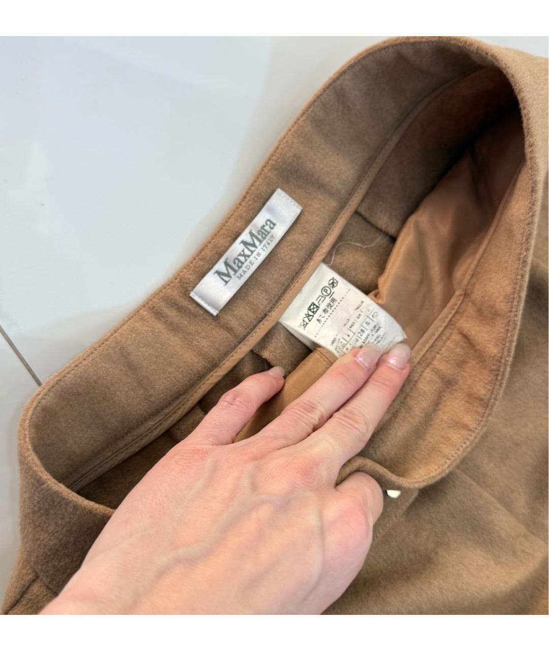 MAX MARA Бежевые шерстяные прямые брюки, фото 3