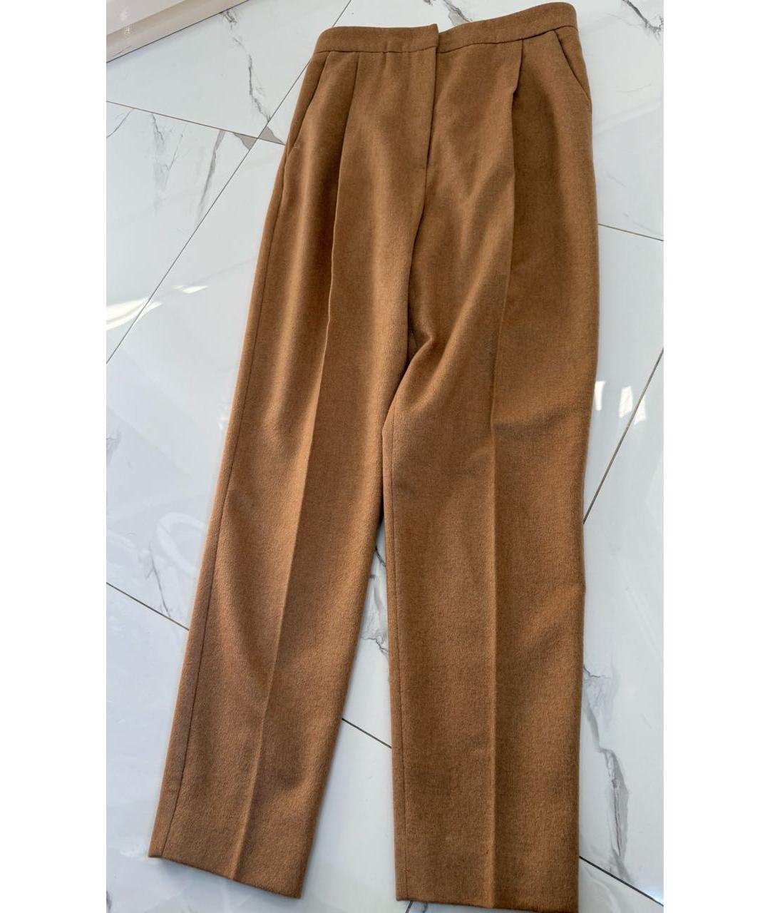 MAX MARA Бежевые шерстяные прямые брюки, фото 4