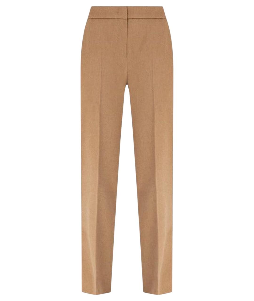 MAX MARA Бежевые шерстяные прямые брюки, фото 1