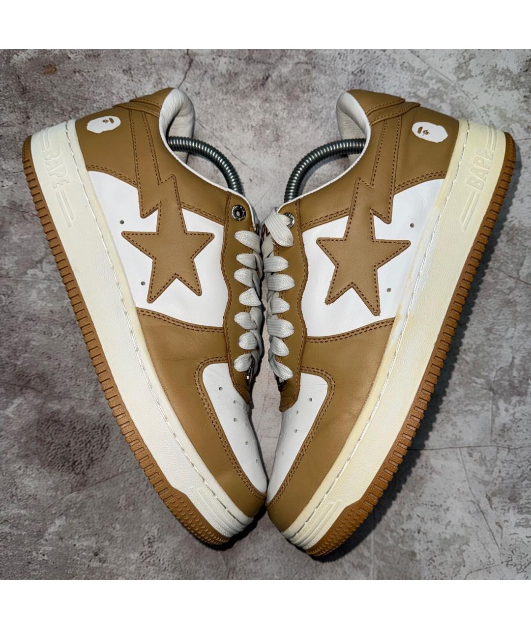 BAPE Горчичные кожаные низкие кроссовки / кеды, фото 4