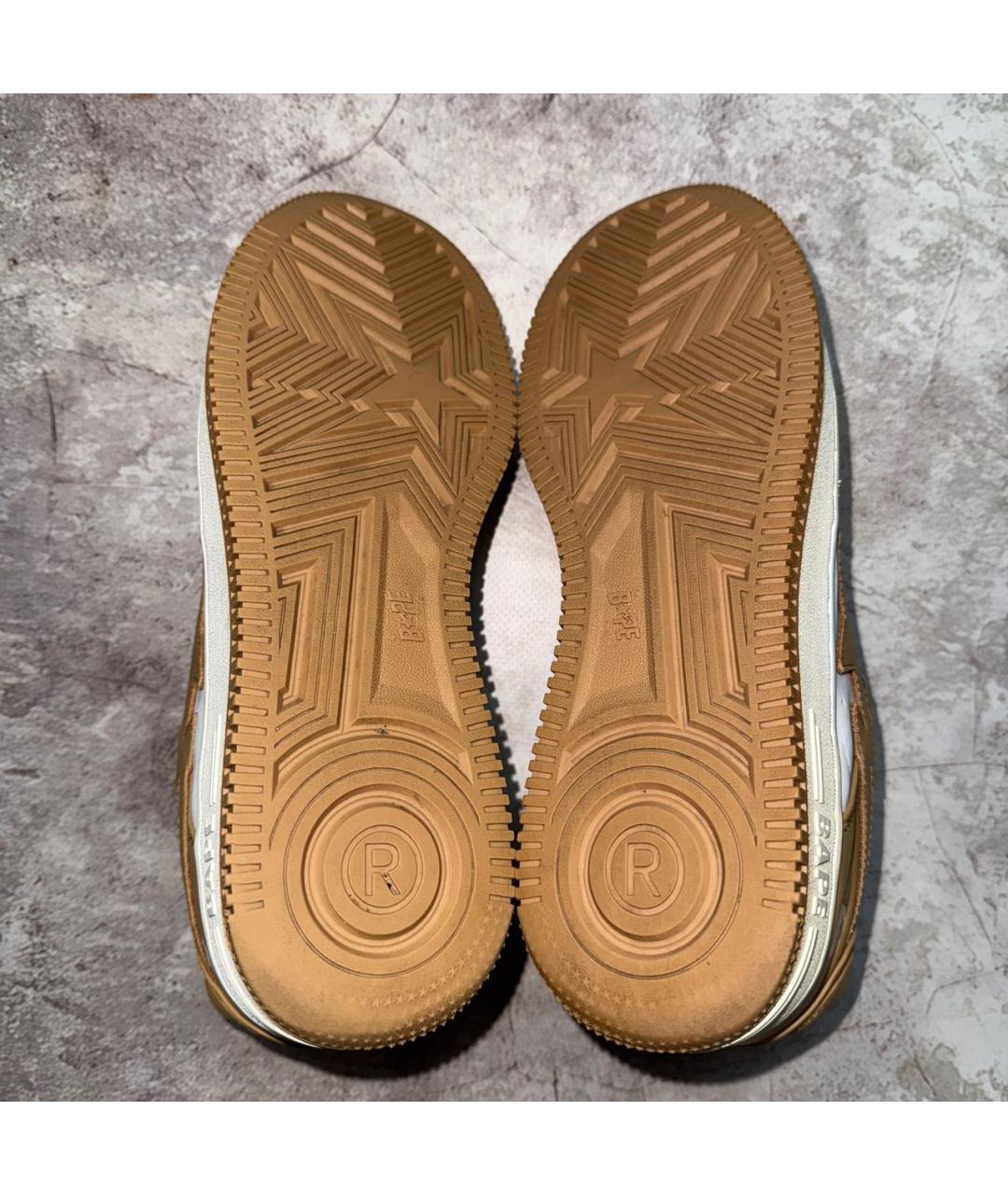 BAPE Горчичные кожаные низкие кроссовки / кеды, фото 6