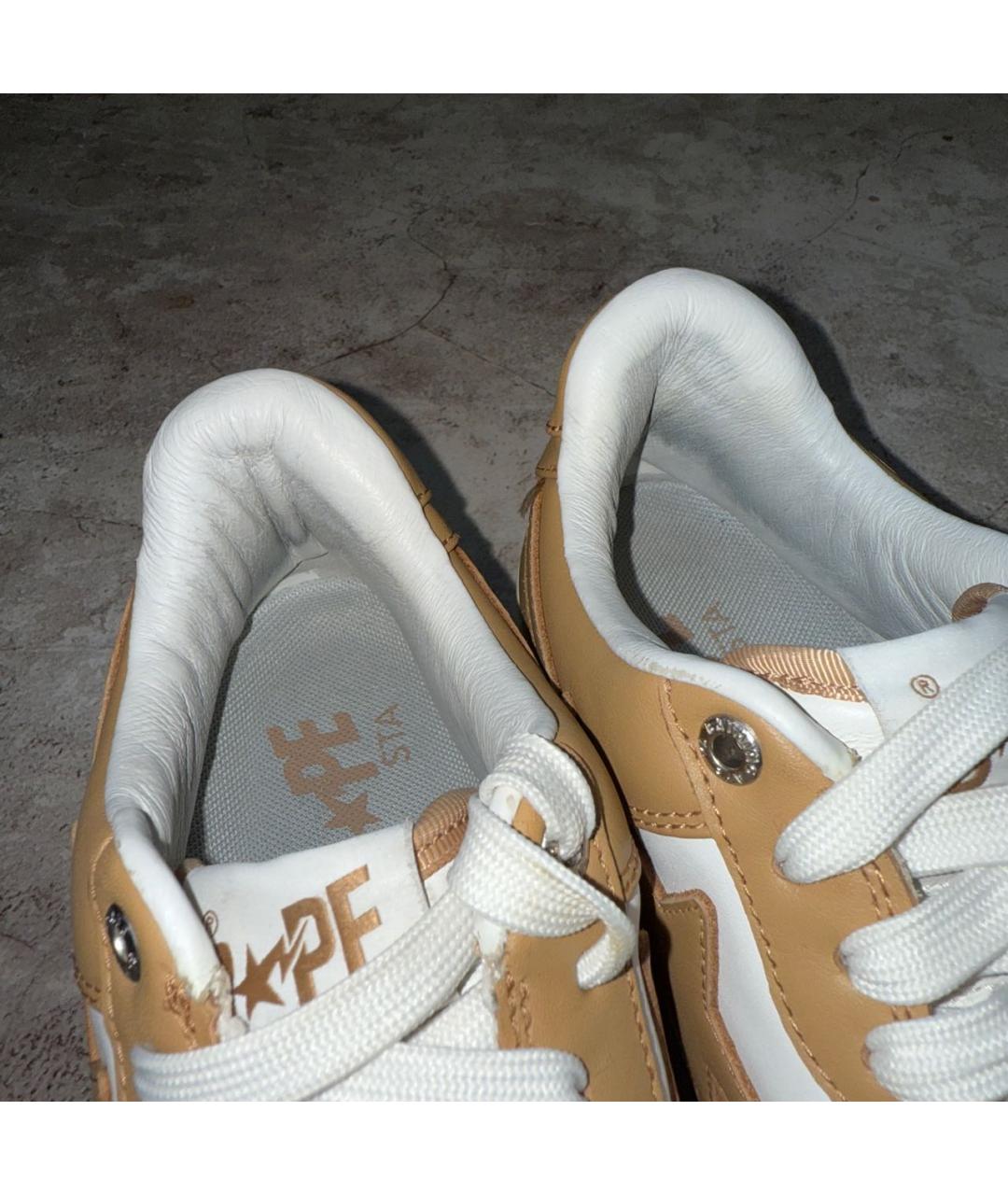 BAPE Горчичные кожаные низкие кроссовки / кеды, фото 7