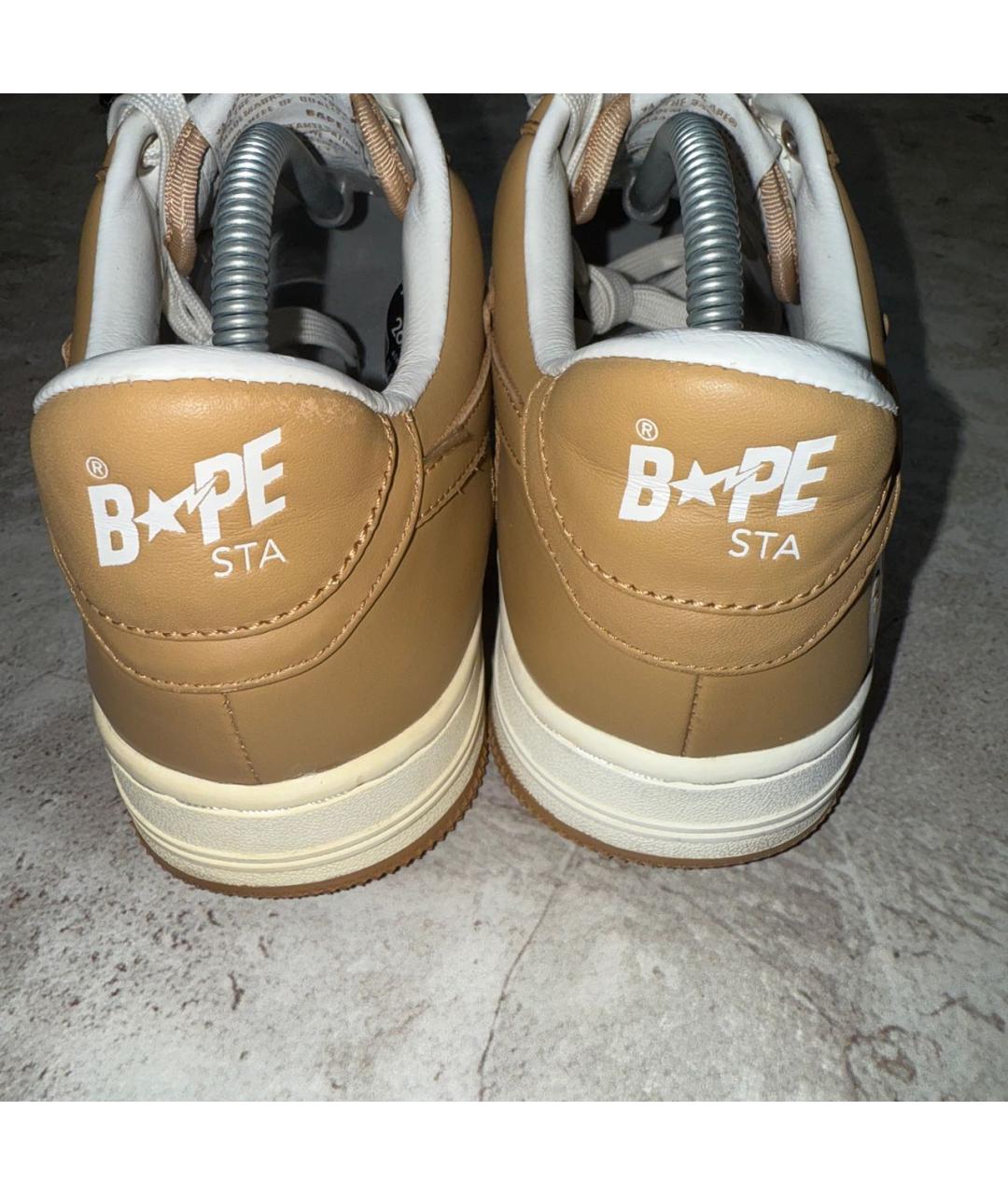 BAPE Горчичные кожаные низкие кроссовки / кеды, фото 5