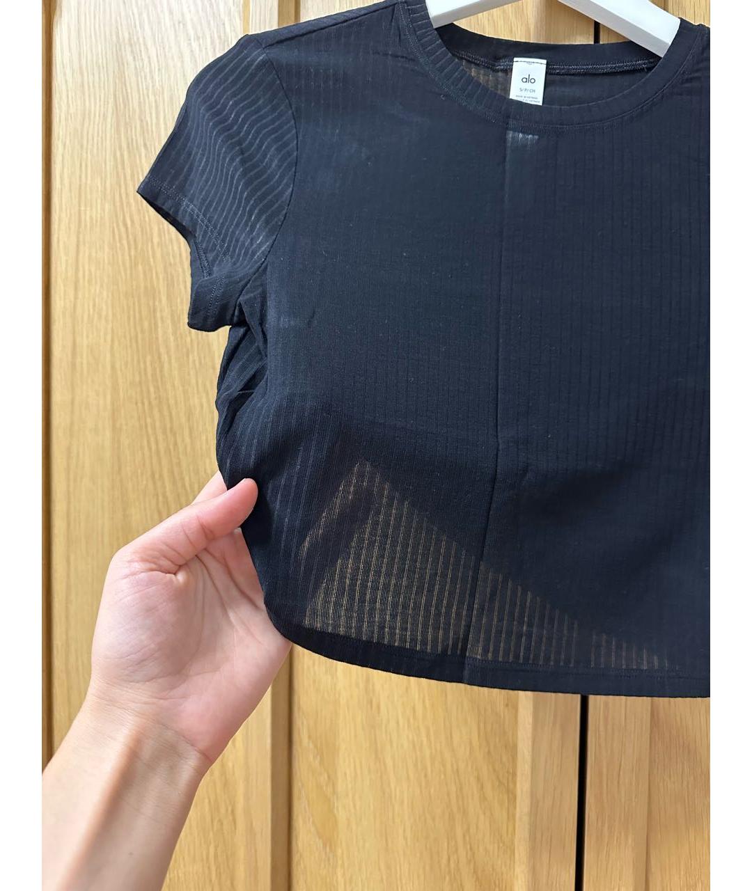 ALO YOGA Черная вискозная футболка, фото 4