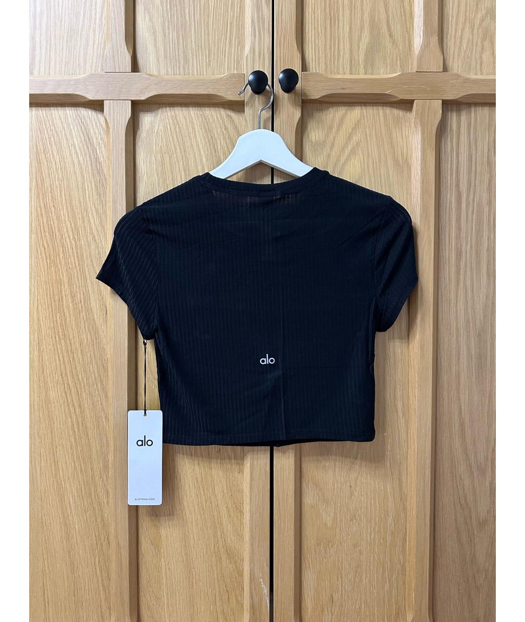 ALO YOGA Черная вискозная футболка, фото 3