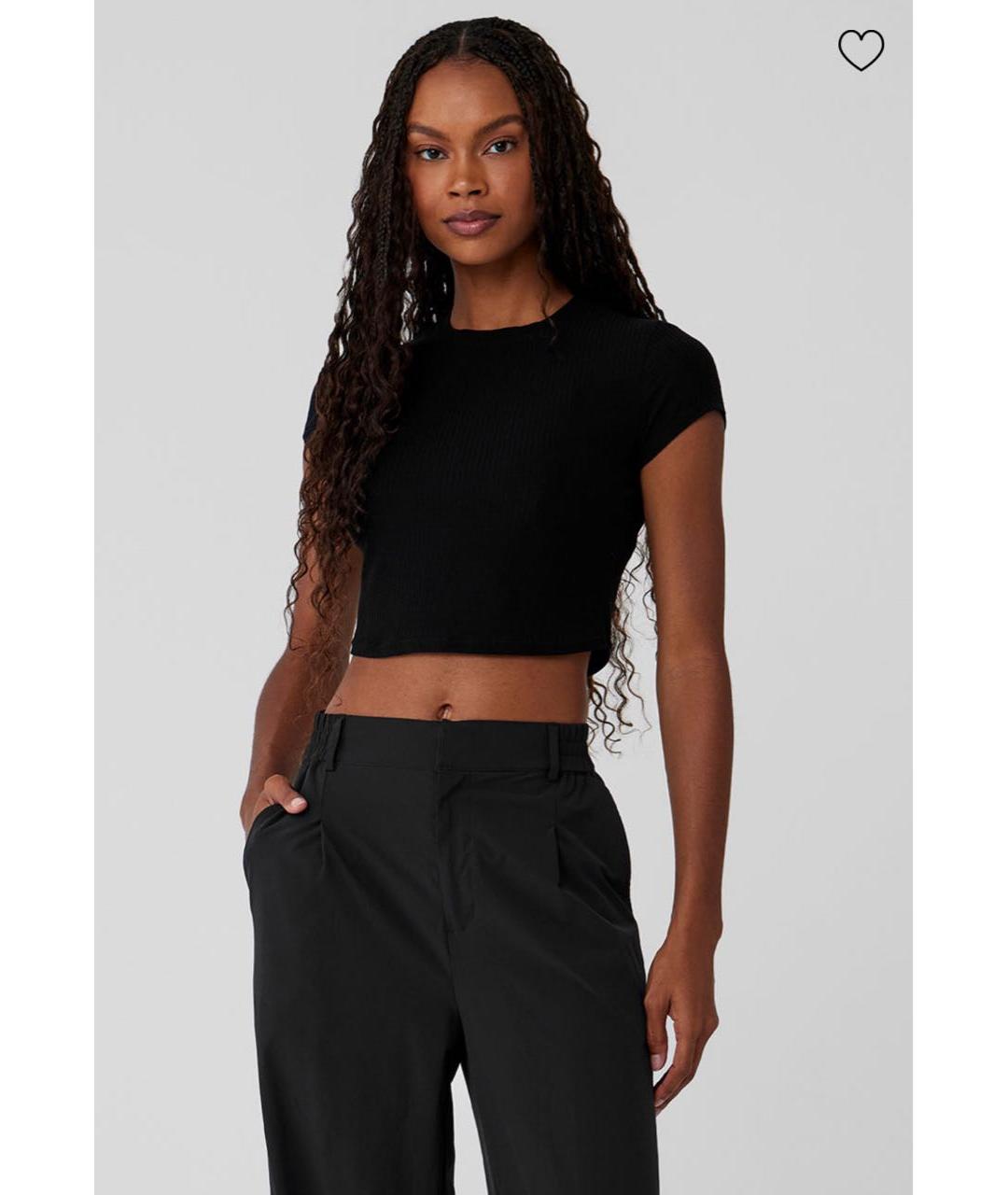 ALO YOGA Черная вискозная футболка, фото 2