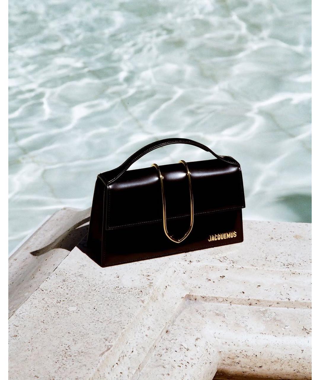JACQUEMUS Черная сумка с короткими ручками из лакированной кожи, фото 3