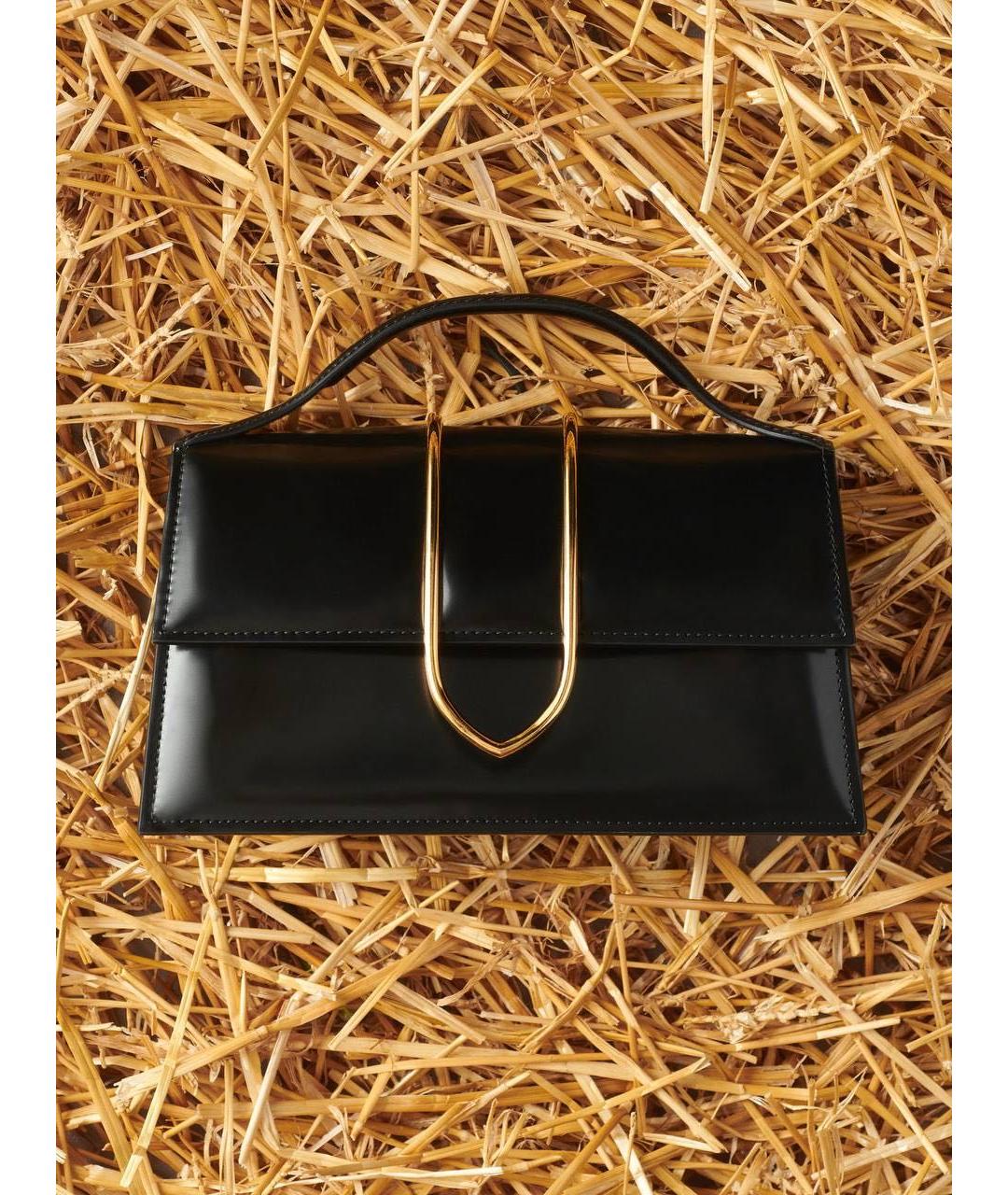 JACQUEMUS Черная сумка с короткими ручками из лакированной кожи, фото 2