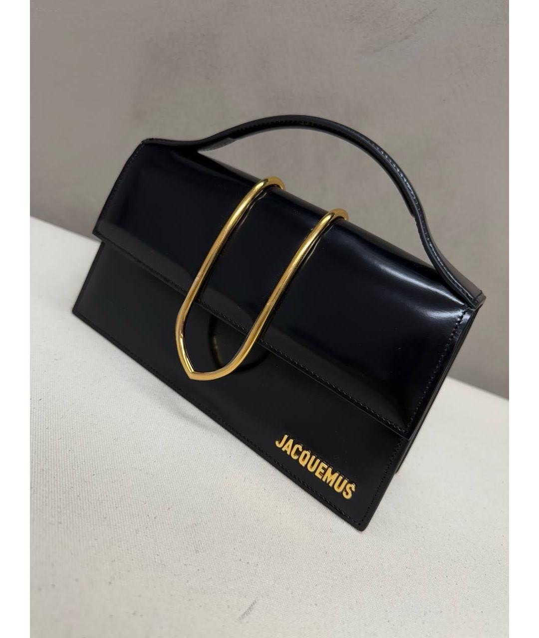 JACQUEMUS Черная сумка с короткими ручками из лакированной кожи, фото 8