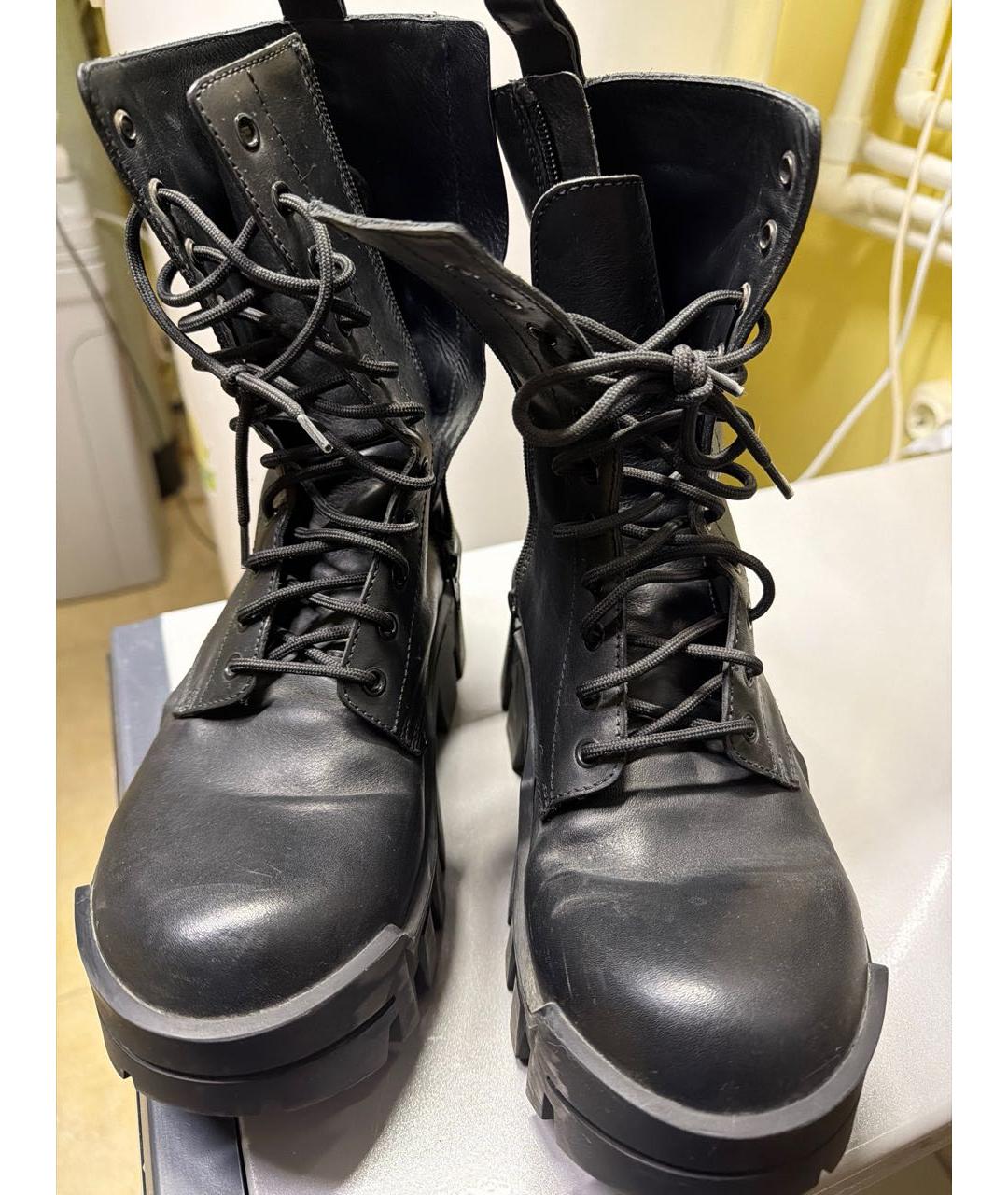 BALENCIAGA Черные кожаные ботинки, фото 2